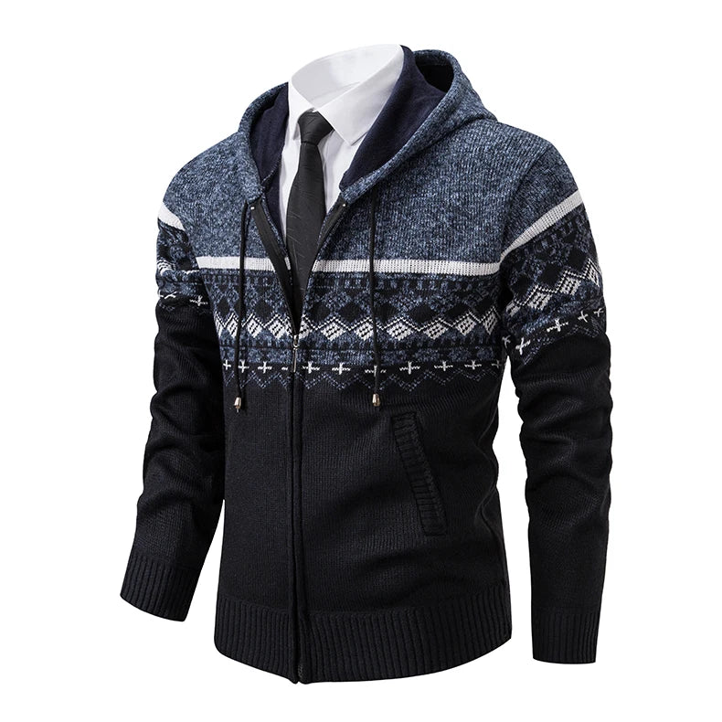 Autumn Winter Men's Sweater Coat Hooded Warm Knitted Cardigan Versatile Casual Knitted Jacket Coat M-3XL-Style Heaven