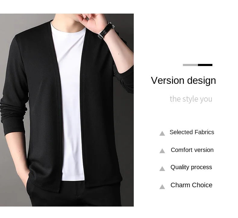 Top Quality Open New Brand Fashion Knit Mens Cardigan Thin Korean Sweater Casual Japanese Solid Coats Jacket Mens Clothing - Clothing Tops in ##color## by Style Heaven | High-Quality & Trendy Fashion