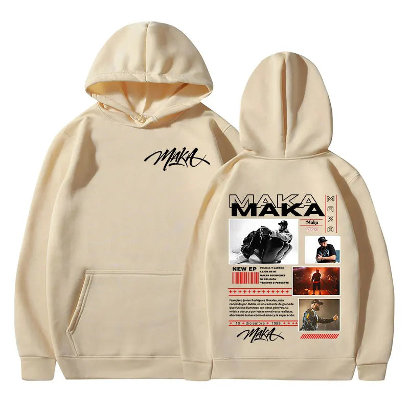 Rapper Maka Aura Tour Album 2025 Hoodies Men's Women Vintage Fashion Hooded Sweatshirts Hip Hop Oversized Pullovers Streetwear - Clothing Tops in ##color## by Style Heaven | High-Quality & Trendy Fashion