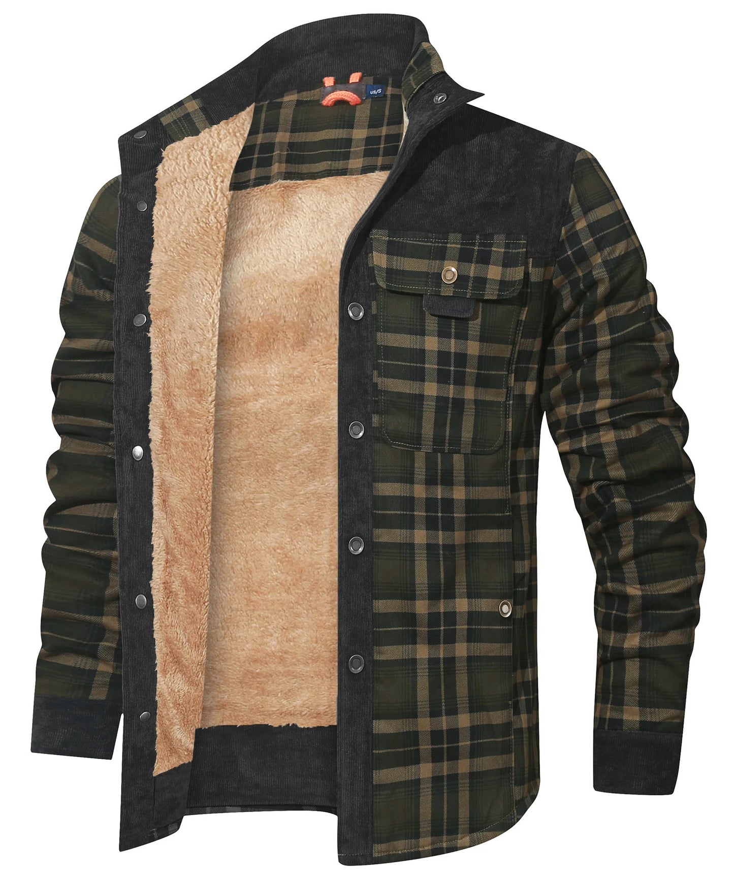 Men's Bomber Jacket Plaid Sherpa Lined Flannel Shirt Jacket - Winter Warm Button-Up-Style Heaven