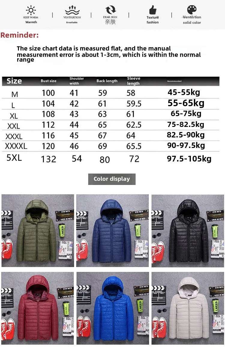 Outerwear - Autumn/Winter Men's Cotton Coat Plus Size Cropped Lightweight Cotton-Padded Workwear Thickened Mid-Youth Padded Jacket Winter Ja