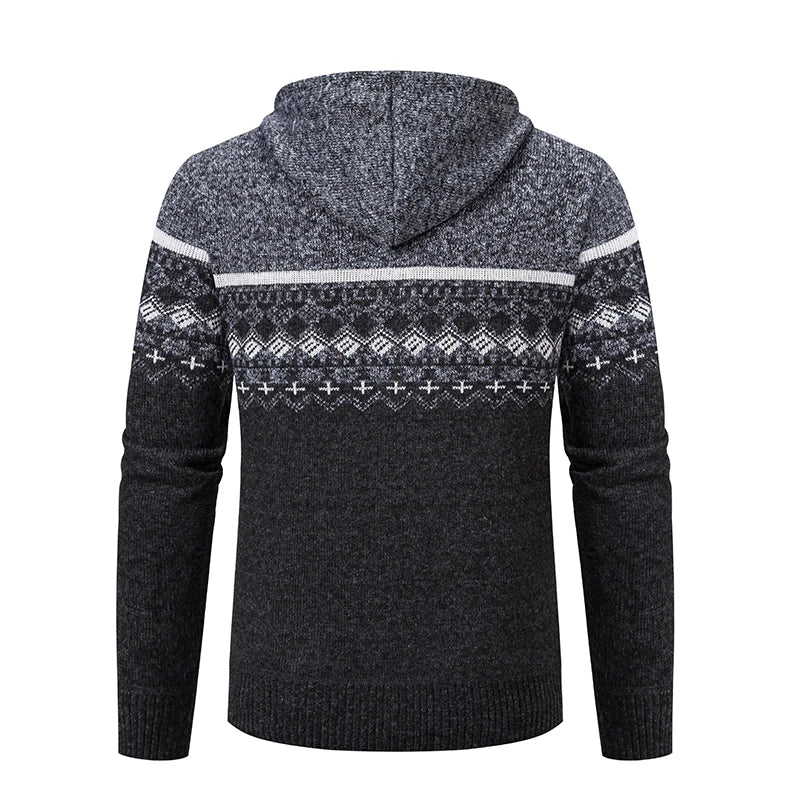 Autumn Winter Men's Sweater Coat Hooded Warm Knitted Cardigan Versatile Casual Knitted Jacket Coat M-3XL-Style Heaven