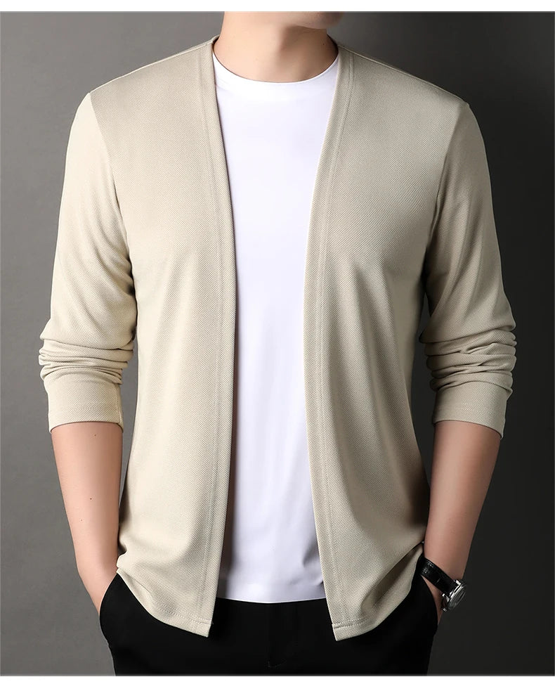 Top Quality Open New Brand Fashion Knit Mens Cardigan Thin Korean Sweater Casual Japanese Solid Coats Jacket Mens Clothing - Clothing Tops in ##color## by Style Heaven | High-Quality & Trendy Fashion