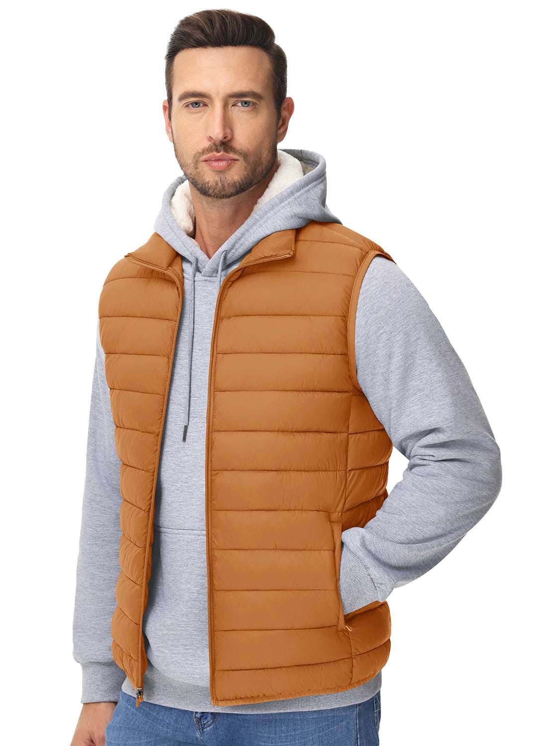 Outerwear - Lightweight Puffer Vest Mens Windproof Vest Sleeveless Vest Winter Jacket Casual Coat Warm Thicken Waistcoat Streetwear