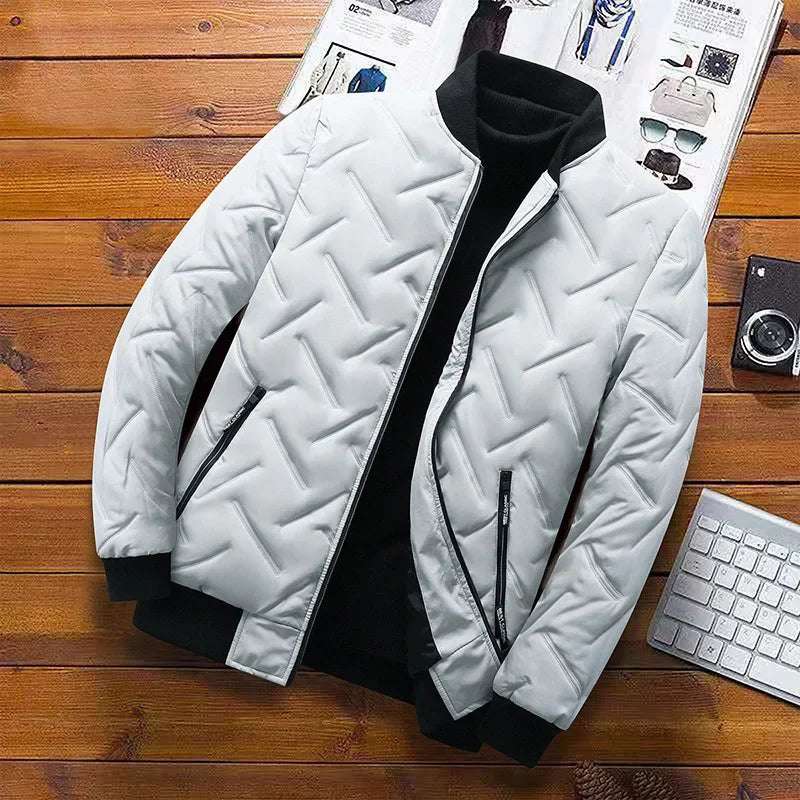 Outerwear - Autumn/Winter New Men's Cotton Coat Jacket 2025 Trendy Stand Collar Lightweight Warm Top Wholesale Casual Scene Regular Type