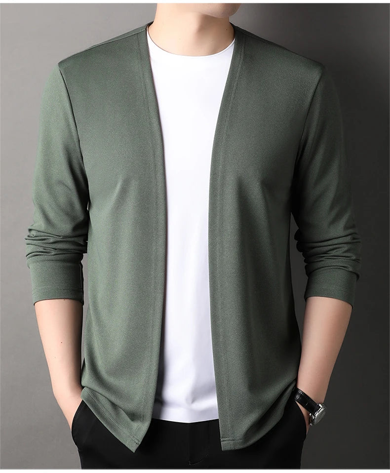 Top Quality Open New Brand Fashion Knit Mens Cardigan Thin Korean Sweater Casual Japanese Solid Coats Jacket Mens Clothing - Clothing Tops in ##color## by Style Heaven | High-Quality & Trendy Fashion