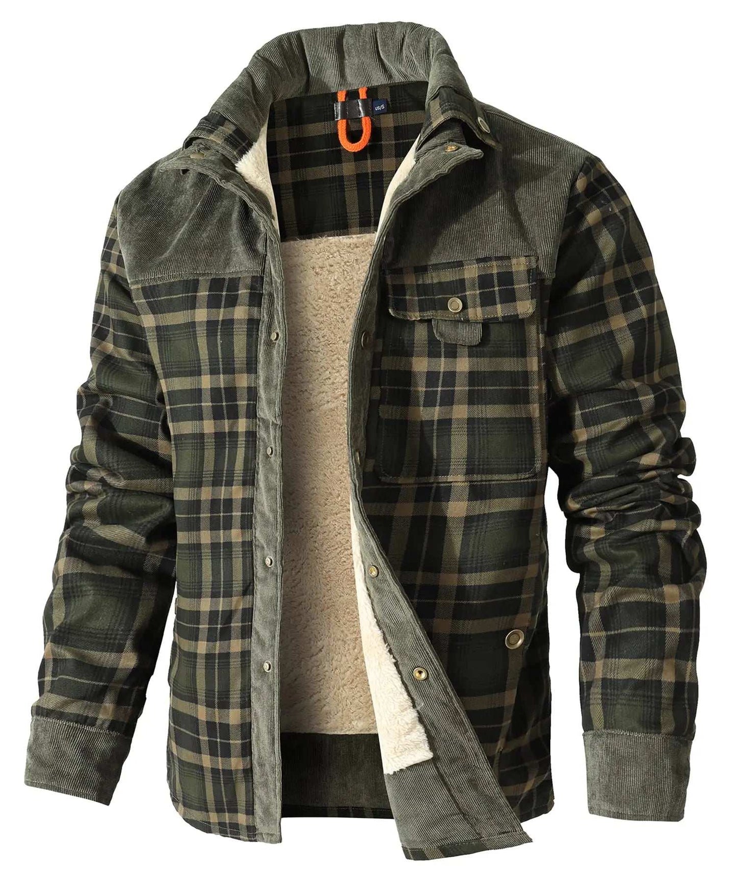 Coats & Jackets - Men's Bomber Jacket Plaid Sherpa Lined Flannel Shirt Jacket - Winter Warm Button-Up