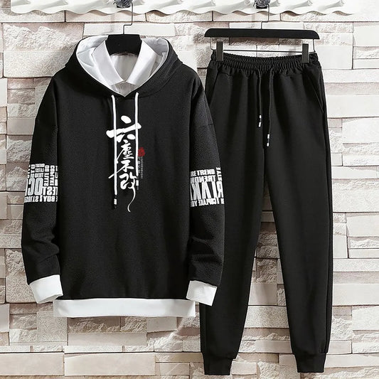 Clothing for Men Hoodies Set Summer Autumn Suits Pants Casual Pullover Hat Hood  Print Sweaterhoodie Men New Top Long Sleeves-Style Heaven