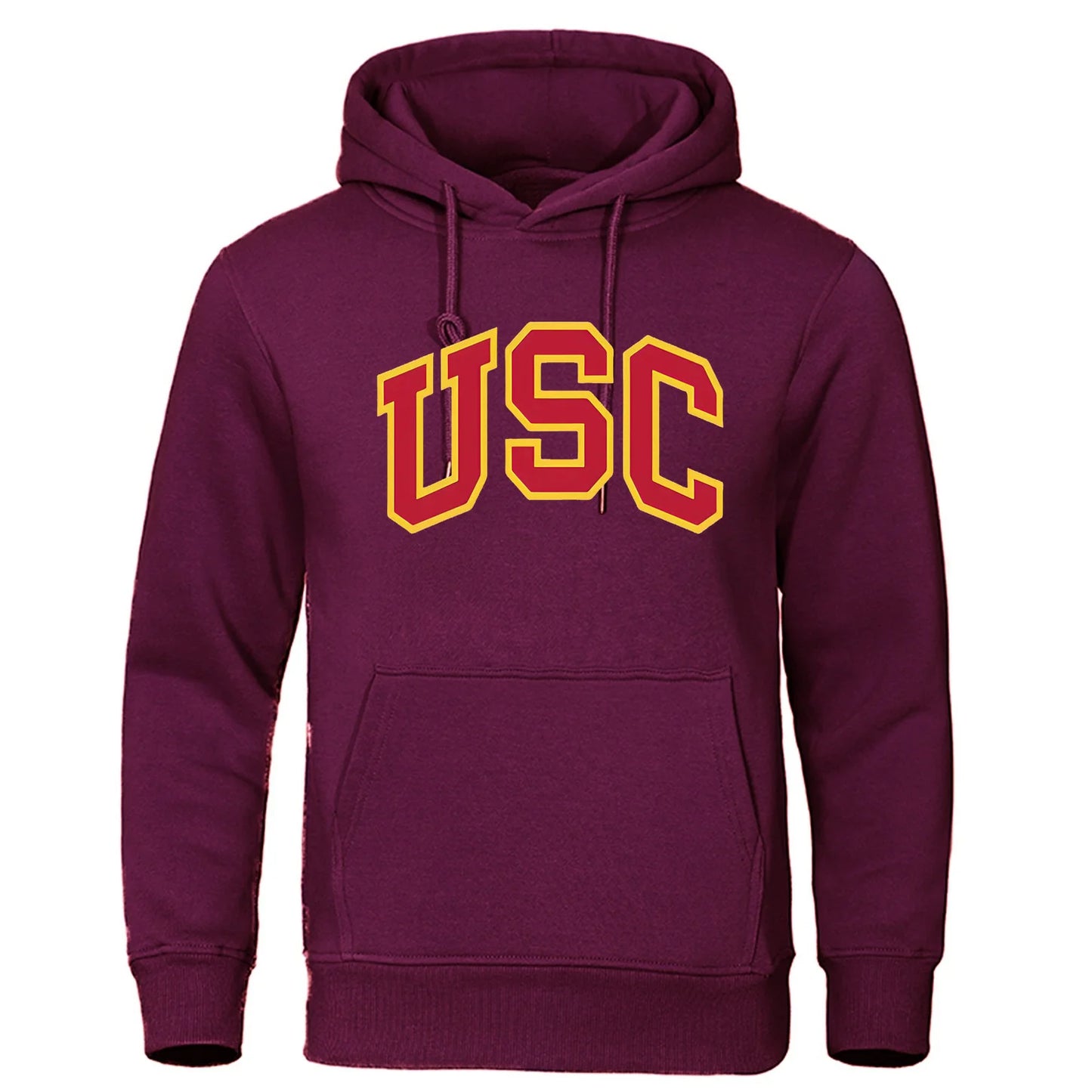 New popular loose and retro hoodie for men with letters USC printed hoodie for autumn and winter versatile men's long sleeved - Clothing Tops in ##color## by Style Heaven | High-Quality & Trendy Fashion