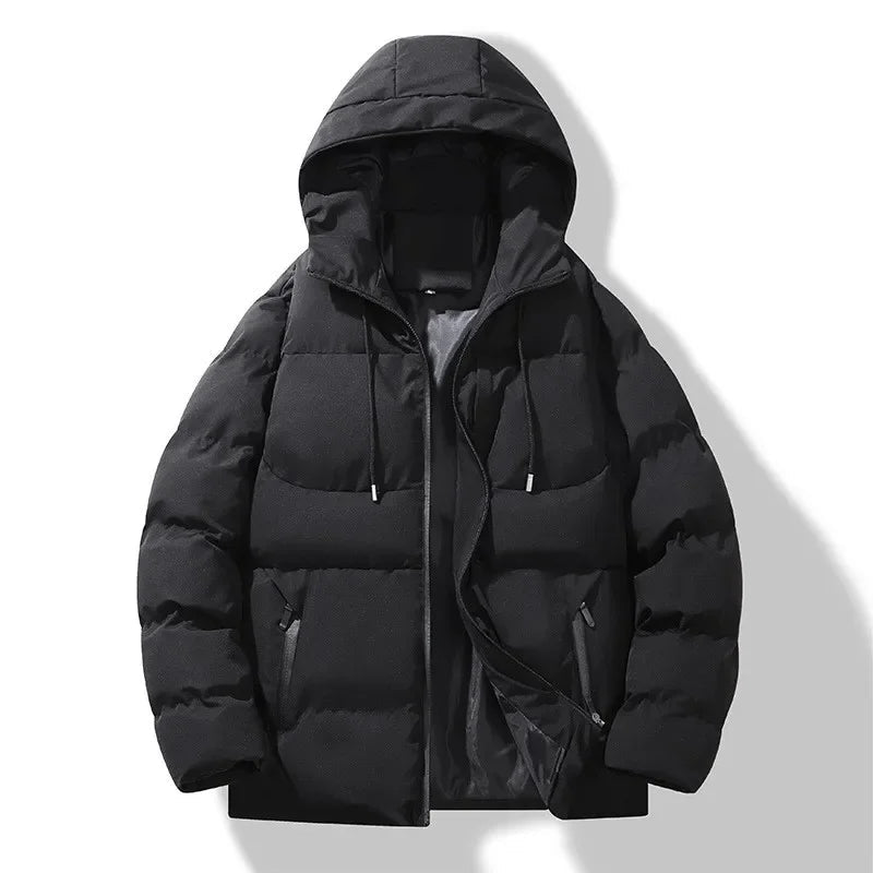 Autumn/Winter Fleece-Lined Cotton Padded Coat Men's Warm Hooded Puffer Jacket Casual Trendy Loose-Fit Versatile Couple Cotton Co-Style Heaven