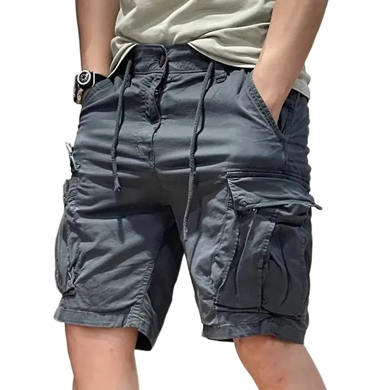 Men's Loose Fit Casual Shorts Summer Thin Section Five Piece Work Trousers Drawstring Leather Belt Straight Leg Mid Trousers Mul-Style Heaven