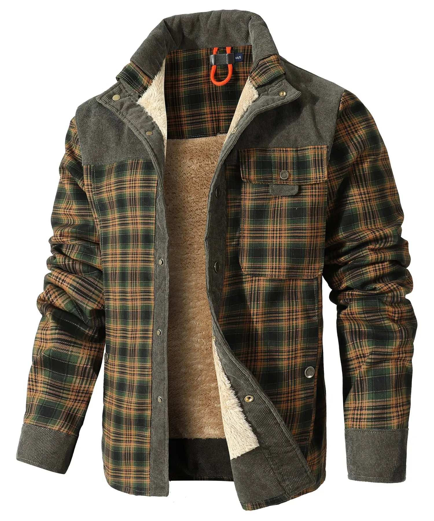 Coats & Jackets - Men's Bomber Jacket Plaid Sherpa Lined Flannel Shirt Jacket - Winter Warm Button-Up