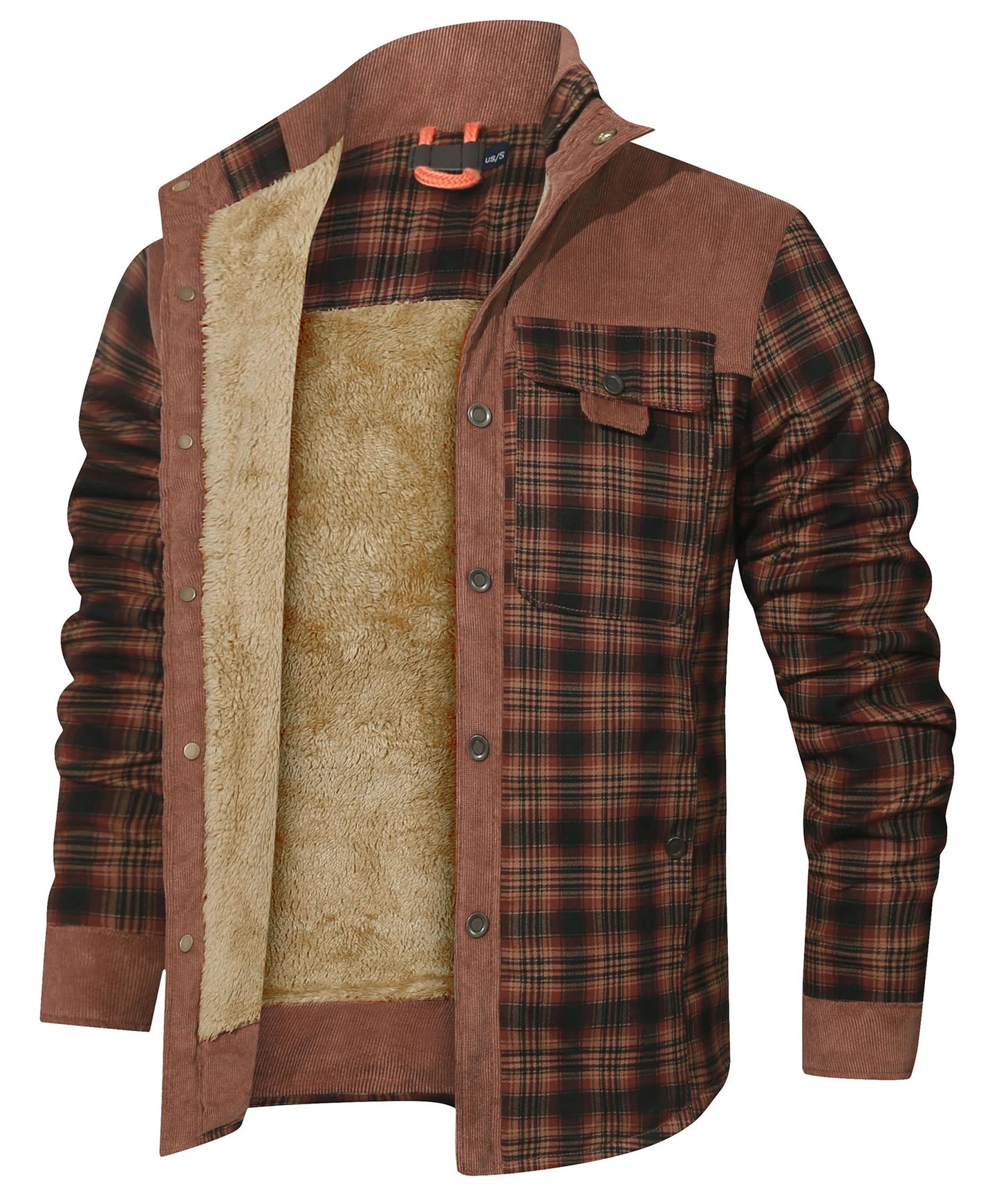 Men's Bomber Jacket Plaid Sherpa Lined Flannel Shirt Jacket - Winter Warm Button-Up-Style Heaven