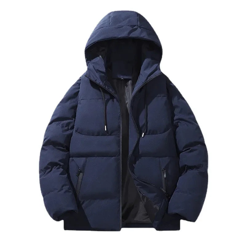 Autumn/Winter Fleece-Lined Cotton Padded Coat Men's Warm Hooded Puffer Jacket Casual Trendy Loose-Fit Versatile Couple Cotton Co-Style Heaven