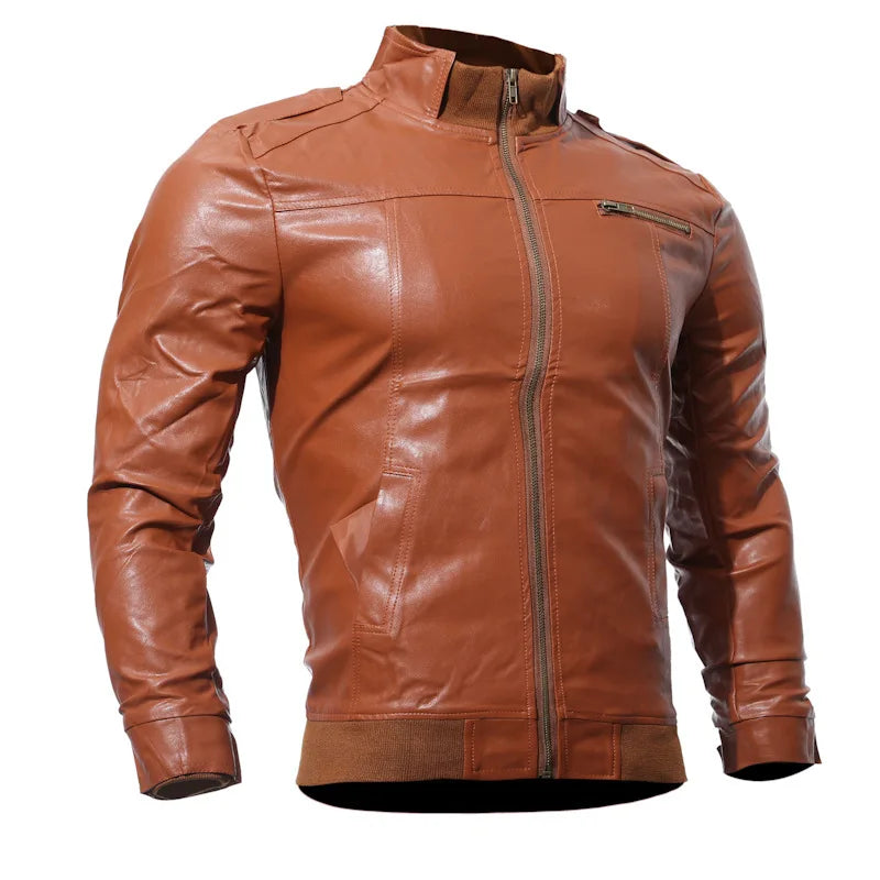 2025 Brand New Men's Motorcycle Leather Jacket Slim Men Leather Jacket Outer Wear Clothing For Male Garment Man Jackets-Style Heaven