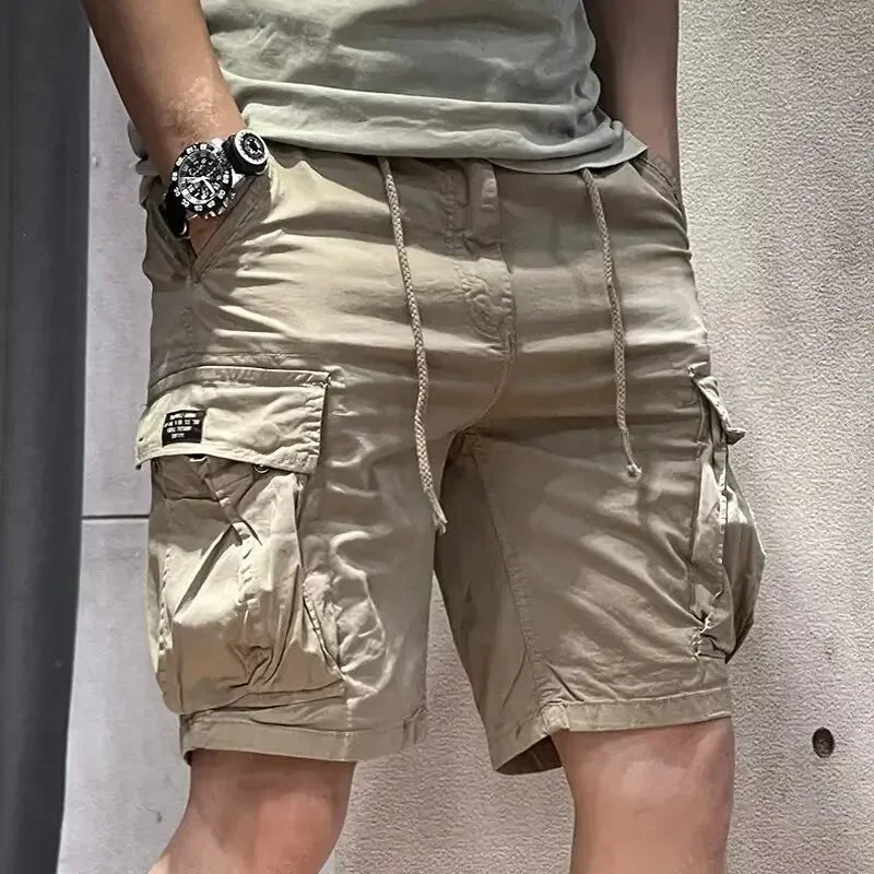 Men's Loose Fit Casual Shorts Summer Thin Section Five Piece Work Trousers Drawstring Leather Belt Straight Leg Mid Trousers Mul-Style Heaven