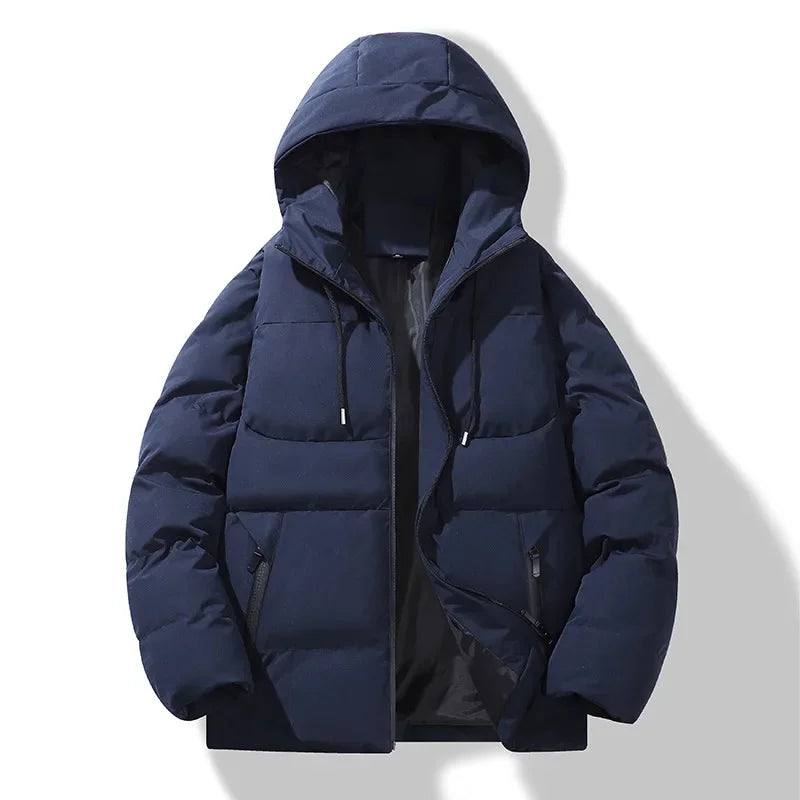 Autumn/Winter Fleece-Lined Cotton Padded Coat Men's Warm Hooded Puffer Jacket Casual Trendy Loose-Fit Versatile Couple Cotton Co-Style Heaven