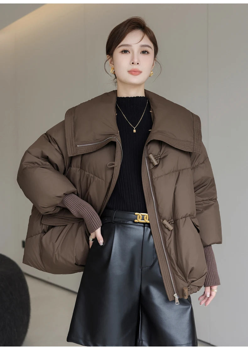 2024 Autumn and Winter New Korean Version of Fashion Everything Detachable Artificial Fur Collar Down Jacket Winter Coat Women