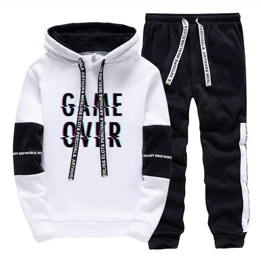 Tracksuit Men's Print Casual Hooded Sweatshirts 2 Piece Set Gym Jogging Outfits Men Daily Commuting Clothing Street Comfort Suit - Clothing in ##color## by Style Heaven | High-Quality & Trendy Fashion