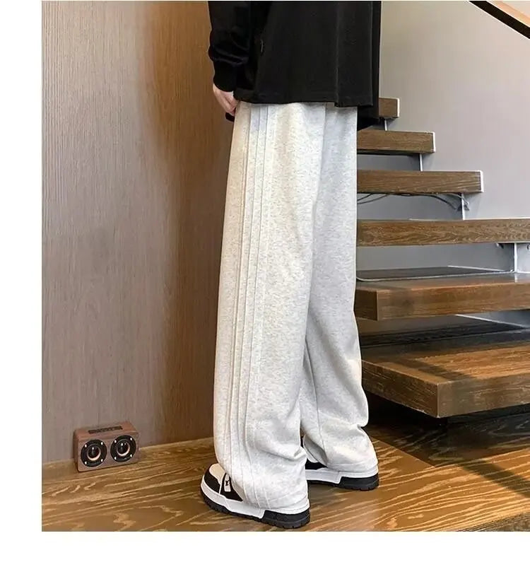 Casual Trousers Men's Spring Summer Style American Vintage Wide Leg Sports Couple Pants Draped Trousers Trendy-Style Heaven