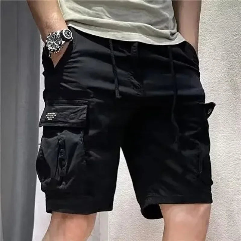 Men's Loose Fit Casual Shorts Summer Thin Section Five Piece Work Trousers Drawstring Leather Belt Straight Leg Mid Trousers Mul-Style Heaven