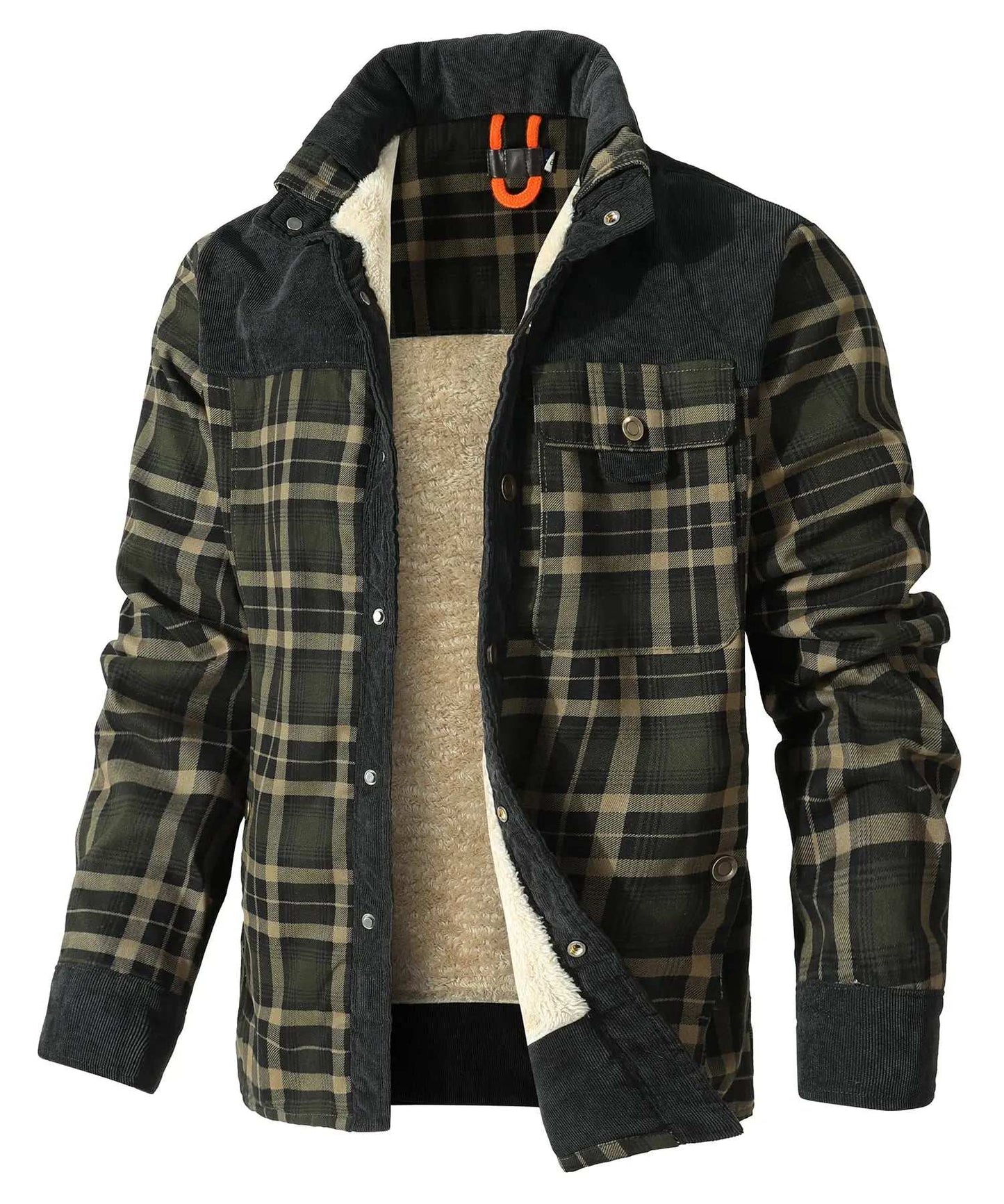 Coats & Jackets - Men's Bomber Jacket Plaid Sherpa Lined Flannel Shirt Jacket - Winter Warm Button-Up