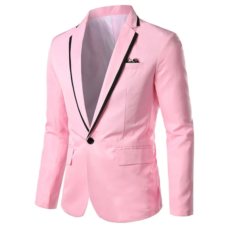 Slims Men's Western-style Blazer Speed Selling Fashionable Solid Color Business Suit Casual Scene-Style Heaven