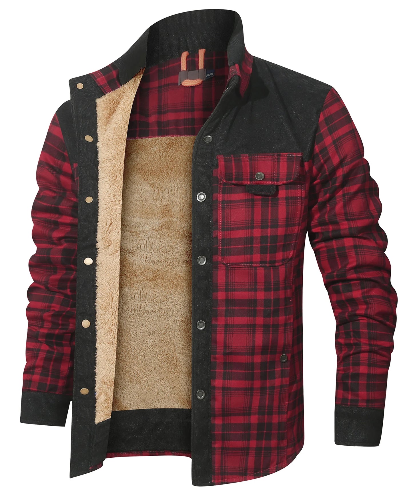 Men's Bomber Jacket Plaid Sherpa Lined Flannel Shirt Jacket - Winter Warm Button-Up-Style Heaven