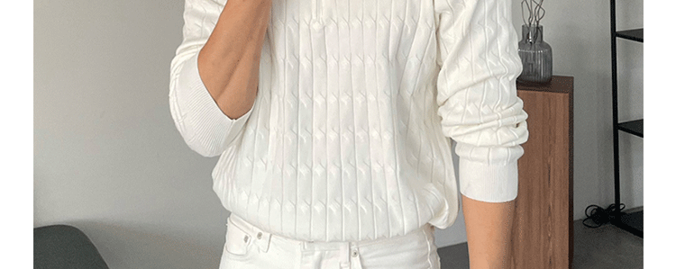 High-Neck Zipper Men's Knitted Sweater Long Sleeve Fashionable White Outerwear Casual Lazy Sle All-Match Spring Autumn-Style Heaven