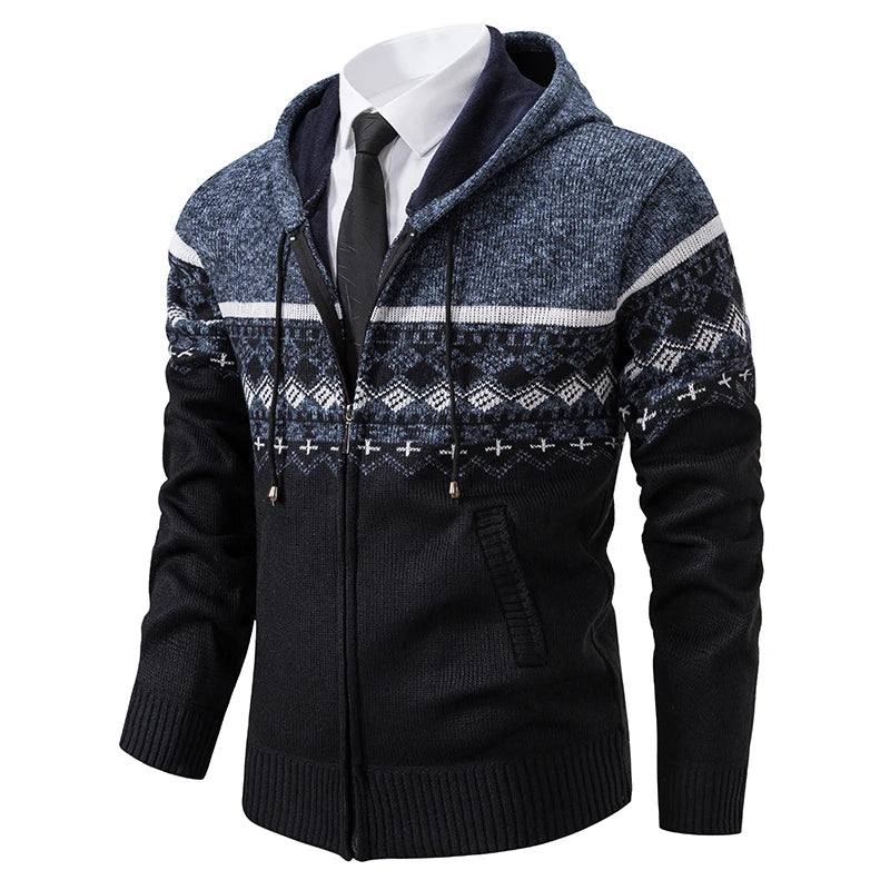 Autumn Winter Men's Sweater Coat Hooded Warm Knitted Cardigan Versatile Casual Knitted Jacket Coat M-3XL-Style Heaven