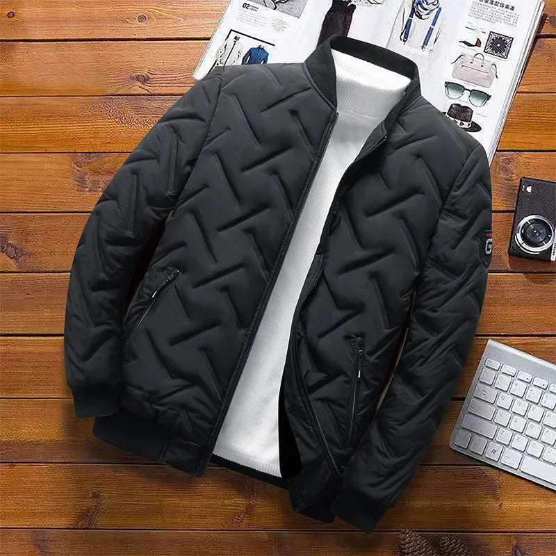 Outerwear - Autumn/Winter New Men's Cotton Coat Jacket 2025 Trendy Stand Collar Lightweight Warm Top Wholesale Casual Scene Regular Type