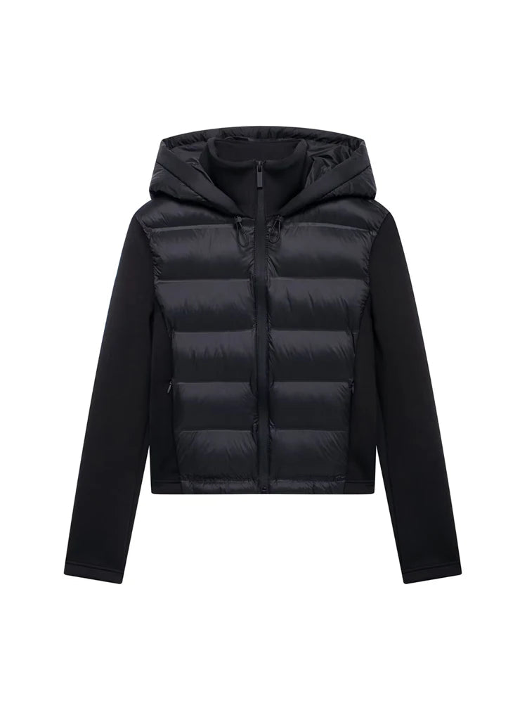 Hooded Patchwork Padded Jacket Coat with Pockets for Women, Long Sleeve, Front Zipper, Female Outerwear, Chic Tops, Fashion-Style Heaven