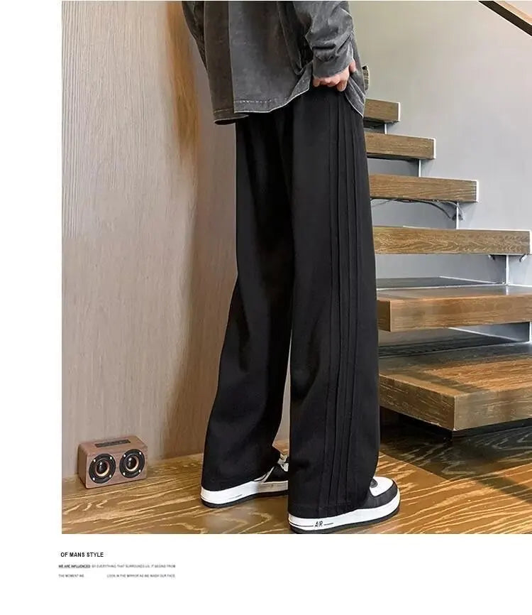 Casual Trousers Men's Spring Summer Style American Vintage Wide Leg Sports Couple Pants Draped Trousers Trendy-Style Heaven