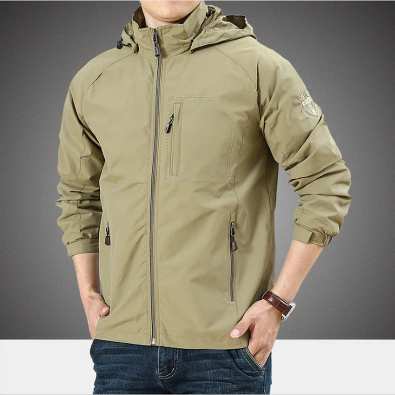 US Hot Sale Mens Outdoor Hiking Jackets Summer Military Multi-pockets Tactical Hunting Fishing Waterproof Hooded Thin Jacket Men-Style Heaven