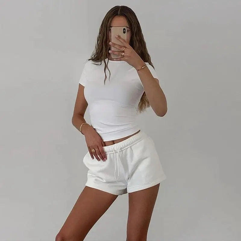 Spring New Short Sleeve T-Shirt Women Solid Simple Casual Soft All-Match Hot Basic Crop Tops Tees Summer Fashion-Style Heaven