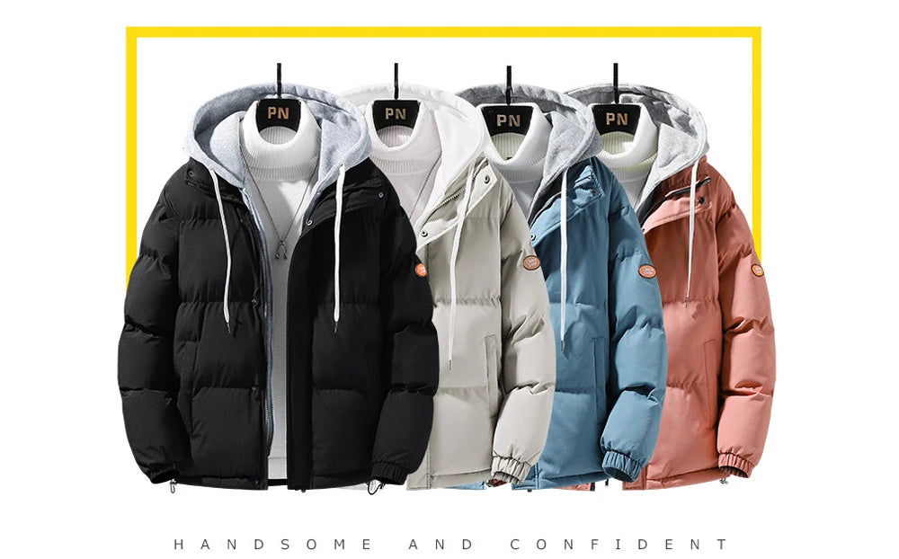 Winter Men's Padded Jackets Fashion Men Cotton Warm Down Hooded Parkas Coats Casual Men Thermal Windbreaker Coats Clothing 5XL-Style Heaven