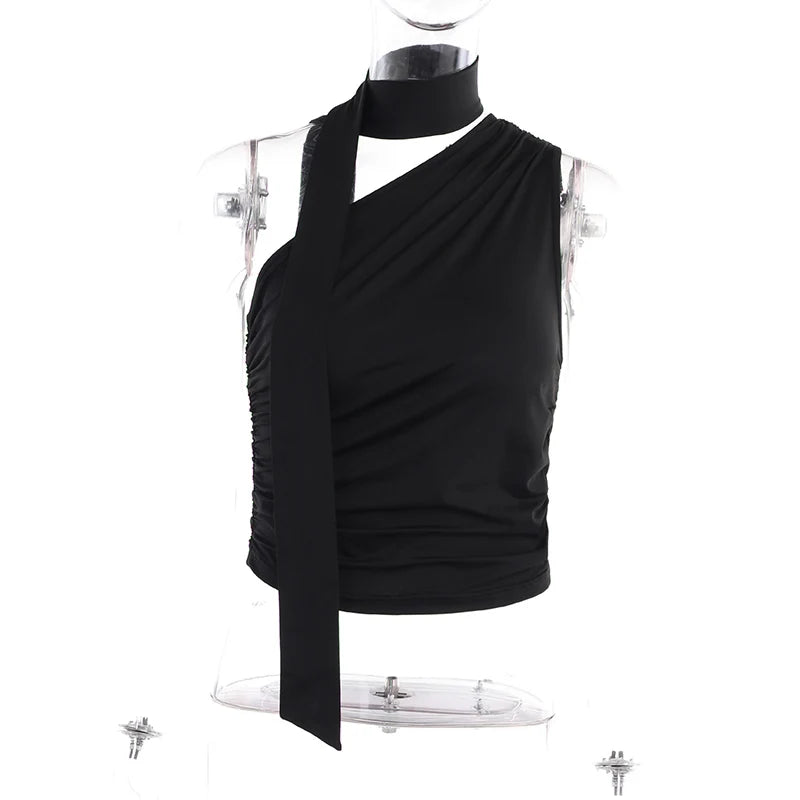 Backless Sexy Off Shoulder Halter Tank Tops Women Vintage Sleeveless Crop Top Y2K Clothes Club Female Casual Summer 2024