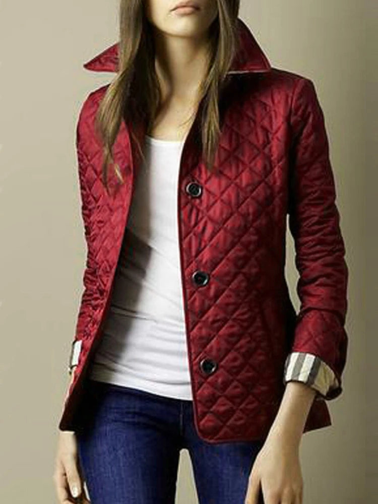 Quilted Coat Winter Jacket Women Turn-down Collar Jackets for Women 2024 Elegance Office Lady Single-breasted Warmth Streetwear