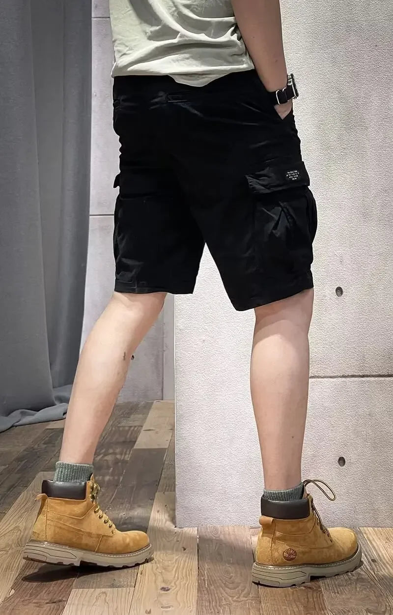 Men's Loose Fit Casual Shorts Summer Thin Section Five Piece Work Trousers Drawstring Leather Belt Straight Leg Mid Trousers Mul-Style Heaven