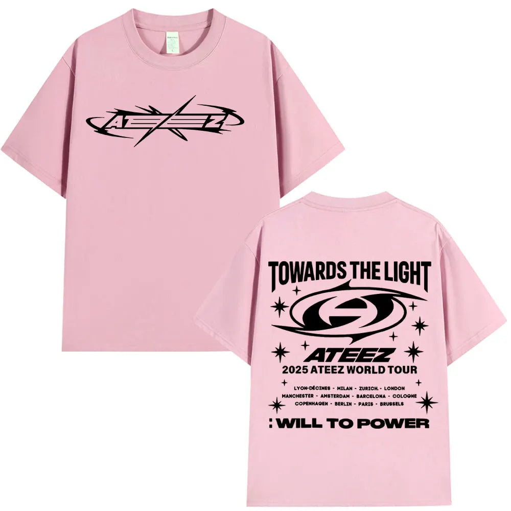 Korean Kpop 2025 Ateez World Tour Towards The Light: Will To Power T Shirt Men's Women Fashion Casual Cotton T-shirts Streetwear-Style Heaven