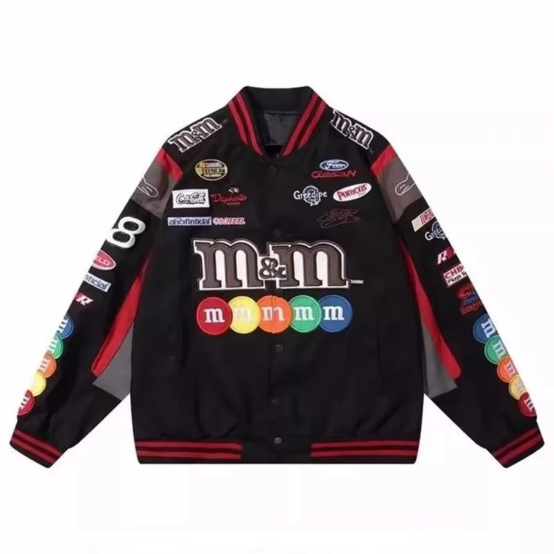 Bomber Jacket Men Women Hip Hop Embroidery Motorcycle Loose Baseball Coat Casual High Quality Street Racing Varsity Outerwear-Style Heaven