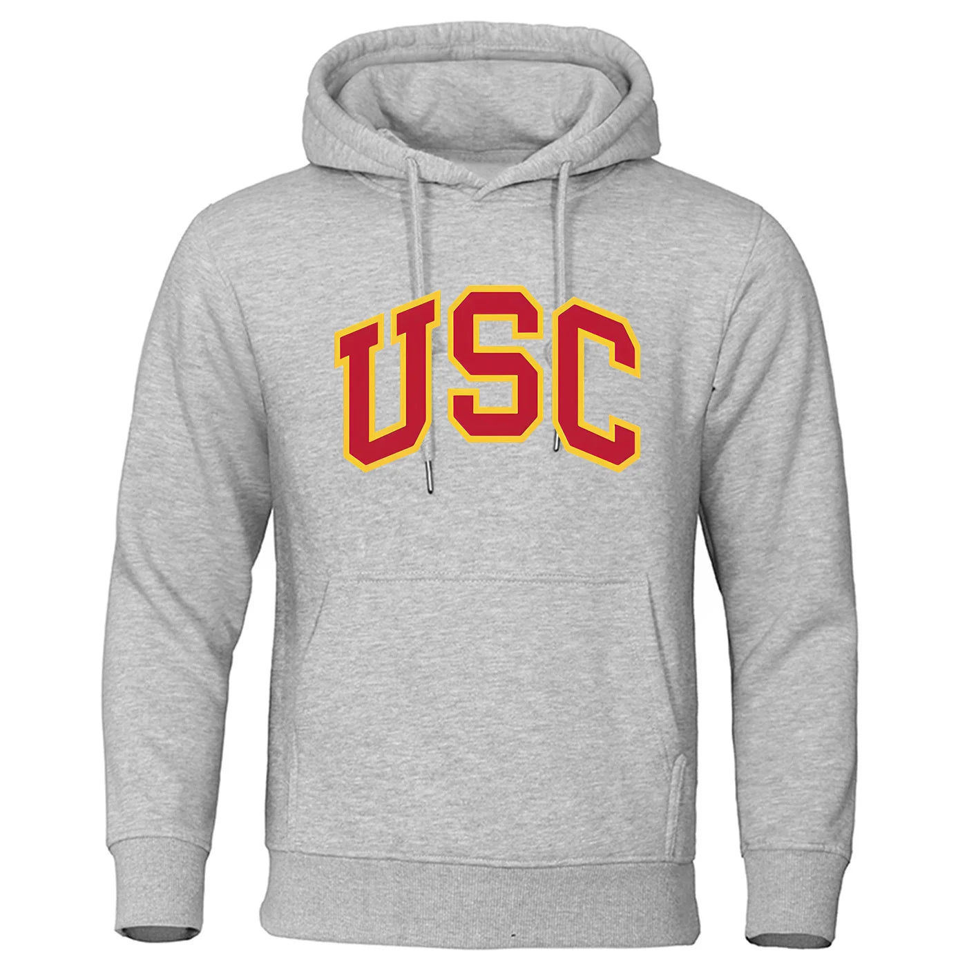 New popular loose and retro hoodie for men with letters USC printed hoodie for autumn and winter versatile men's long sleeved - Clothing Tops in ##color## by Style Heaven | High-Quality & Trendy Fashion