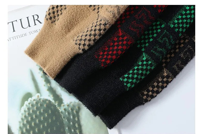 New Checkered Knitted Sweater American Trendy Men's Tops Classic Autumn Knitted Hoodie Fashionable Slimming Harajuku-Style Heaven