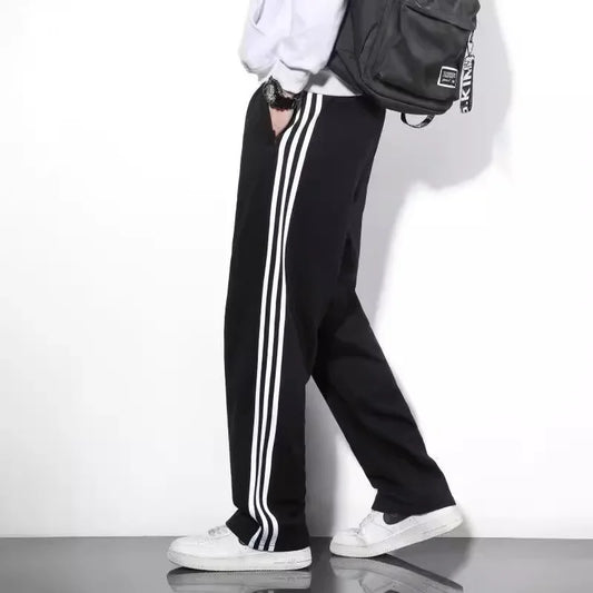 Summer Men's Sweatpants Loose-Fit Straight-Leg Casual Pants Three-Cuff School Uniform Pants Versatile Thin Plus Size Pants-Style Heaven