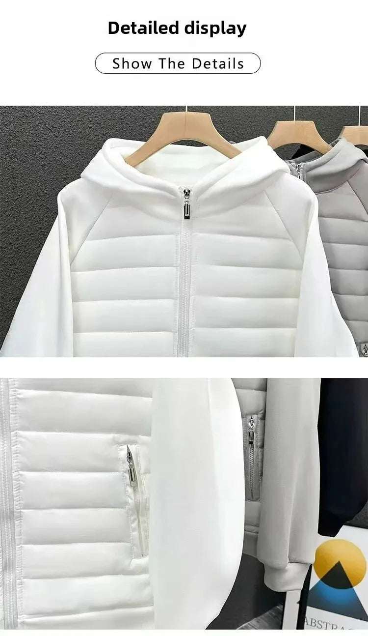 Outerwear - Hooded Solid Color Cotton Coat Jacket Grey Black Off-White Loose Fit Versatile Casual Unique Couple Style Jacket For Men