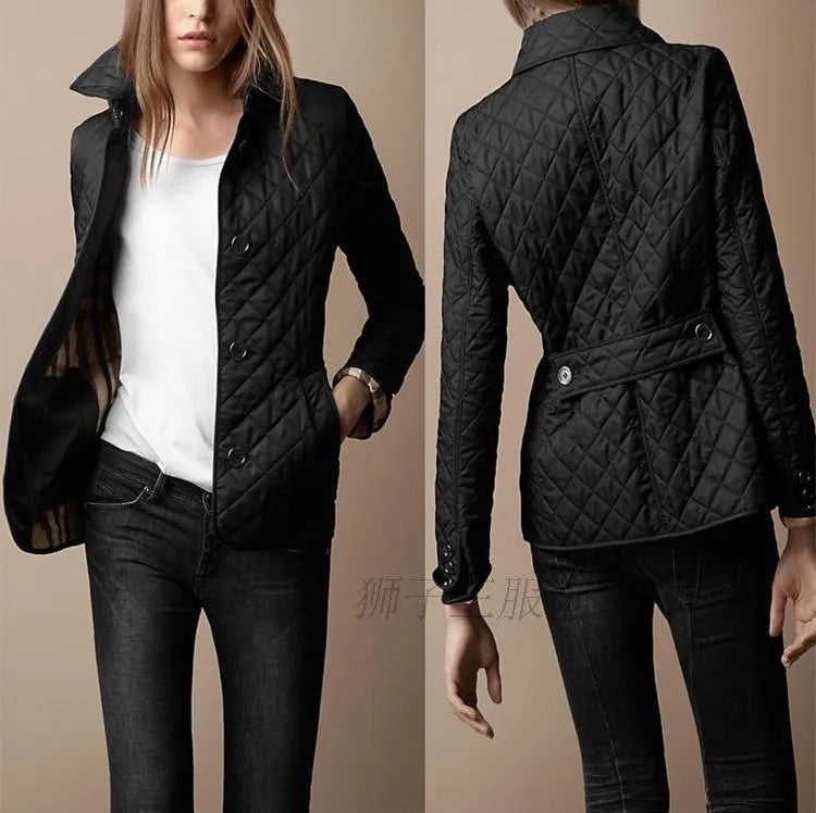 Quilted Coat Winter Jacket Women Turn-down Collar Jackets for Women 2024 Elegance Office Lady Single-breasted Warmth Streetwear