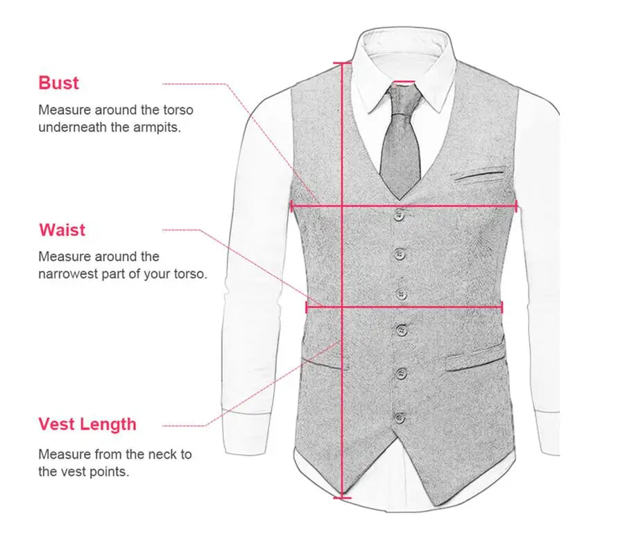 Tweed Herringbone Mens Suit Vest Slim Fit Notch Lapel With 4 Pockets Groomsmen Wedding Waistcoat For Wedding-Style Heaven