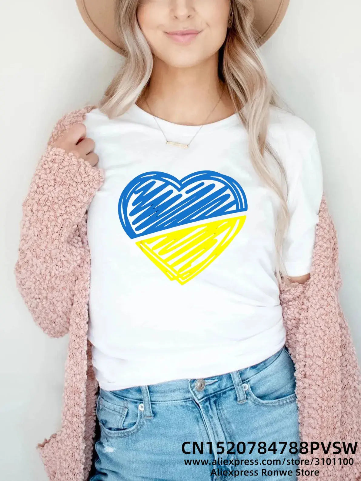 Heartbeat Blue Yellow Women Print T-shirt Girl Y2K Short Sleeve Tee Tops Lady 90S Sweetshirts Female Harajuku Clothing-Style Heaven