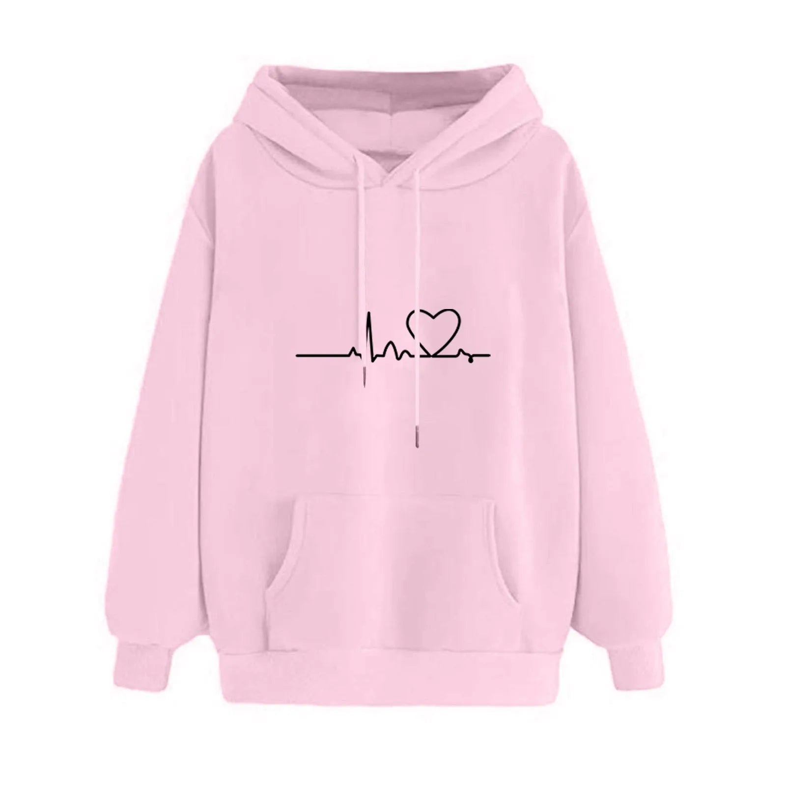 Heartbeat Sketch Printed Women's Hoodie Long Sleeve Casual Daily Wear 2025 Women Hoodies Fall Winter sudaderas de mujer-Style Heaven