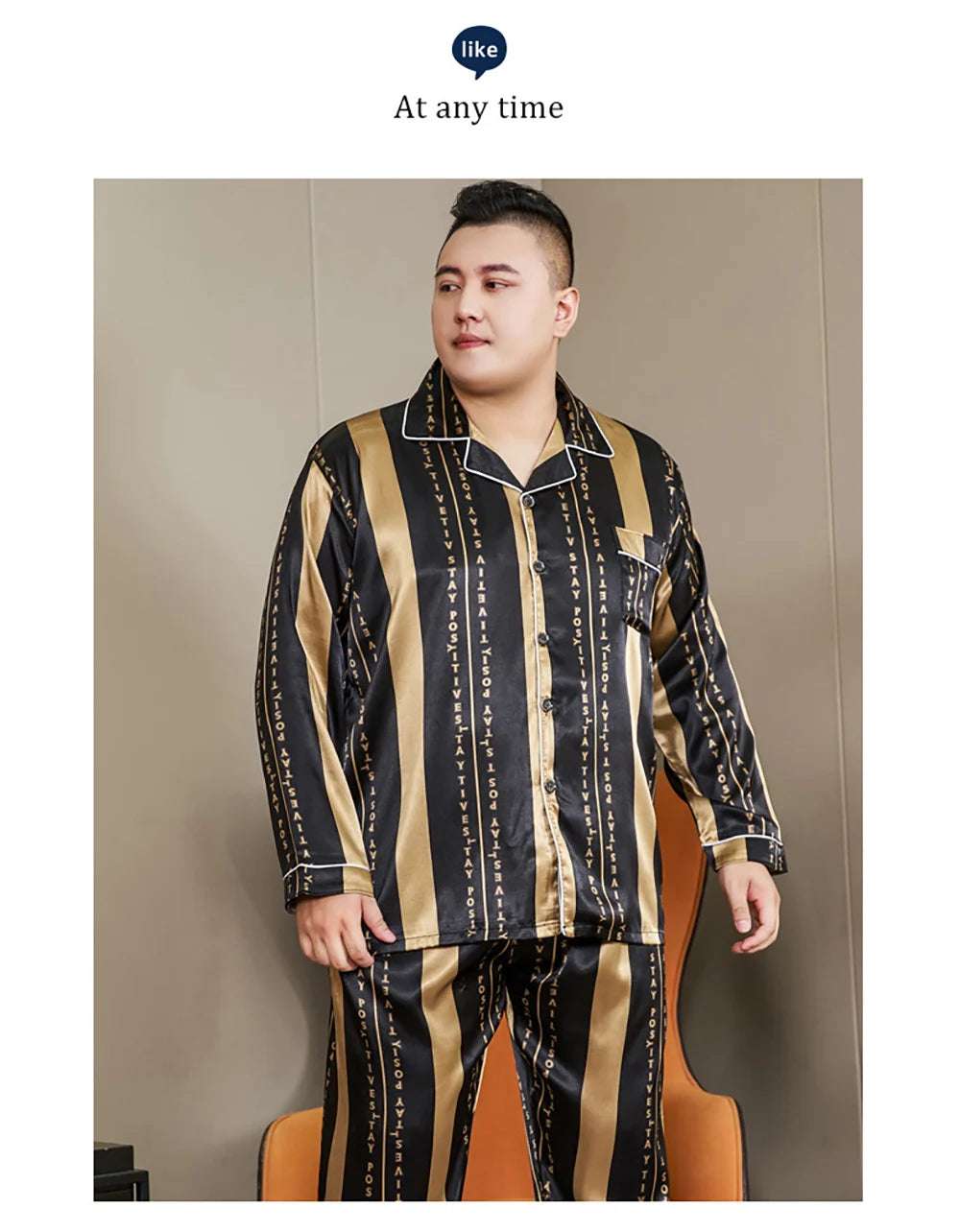 Sleepwear & Loungwear - 5XL Big Size Pajamas For Men 165KG Spring Summer Ice Silk Satin Cool Pajama Man Set Casual Loose Luxury Print Sleepwear Pijama